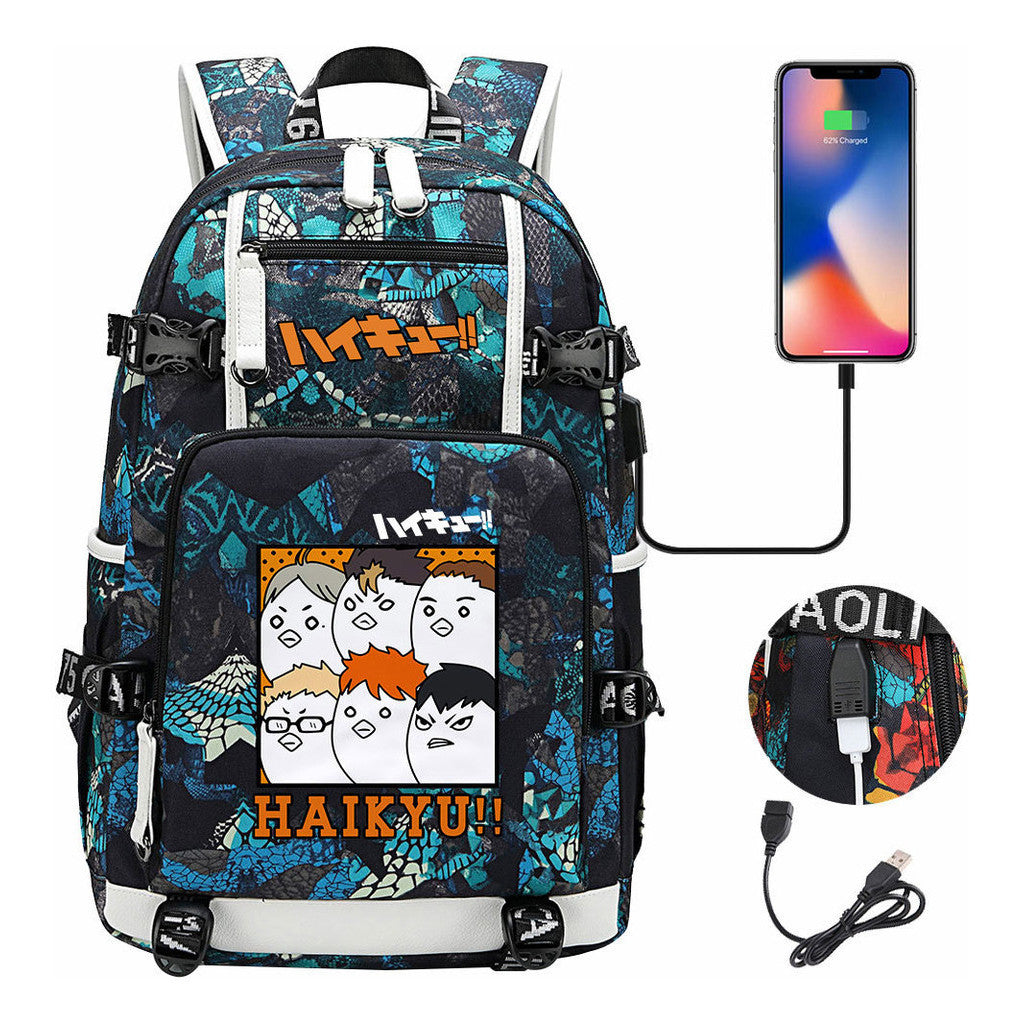 Volleyball Youth Usb Large Capacity Youth Student School Bag Men's And Women's Leisure Travel Backpack