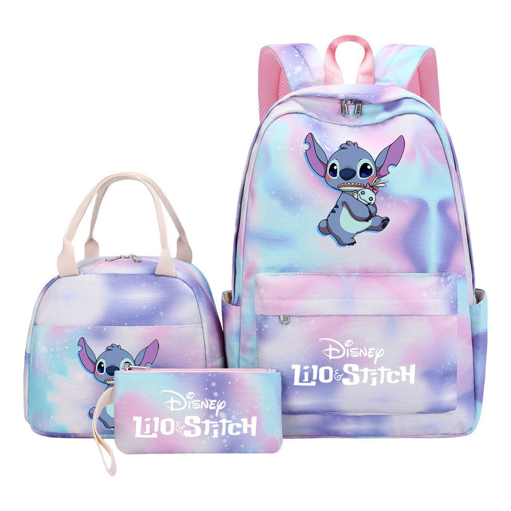 Interstellar Baby Stitch Youth Student Girls School Bag Lunch Bag Three Piece Set Backpack Set