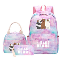 Cartoon Cute Three Bears Youth Student Girls School Bag Lunch Bag Three Piece Set Backpack Set