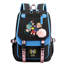 My Heroes Academy Usb Youth Student Backpack For Boys And Girls, Casual Woven Strap Flip Back Backpack