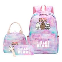 Cartoon Cute Three Bears Youth Student Girls School Bag Lunch Bag Three Piece Set Backpack Set