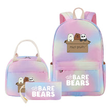 Cartoon Cute Three Bears Youth Student Girls School Bag Lunch Bag Three Piece Set Backpack Set