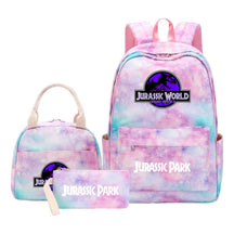 Jurassic Park Dinosaur Youth Student Girls School Bag Lunch Bag Three Piece Set Backpack Set