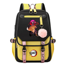 Comic Cartoon Fashion Usb Student Backpack Casual Woven Flap Backpack
