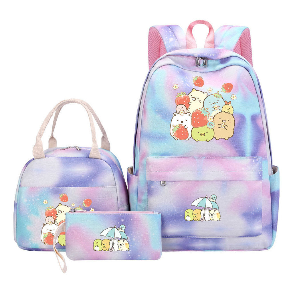 Game Corner Biology Youth School Bag Lunch Bag Three Piece Set Backpack Set