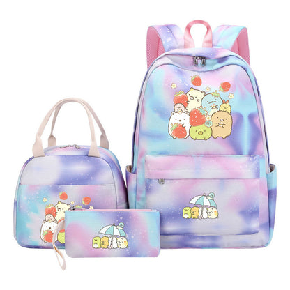 Game Corner Biology Youth School Bag Lunch Bag Three Piece Set Backpack Set