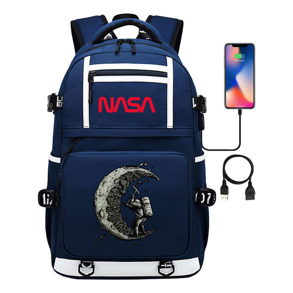 Printed Usb Youth School Bag Backpack Leisure Travel Backpack