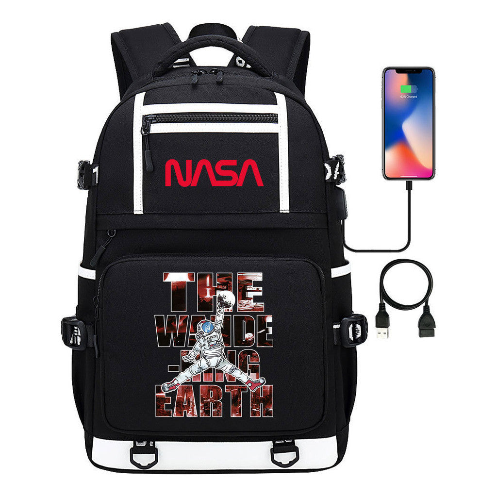 Printed Usb Youth School Bag Backpack Leisure Travel Backpack