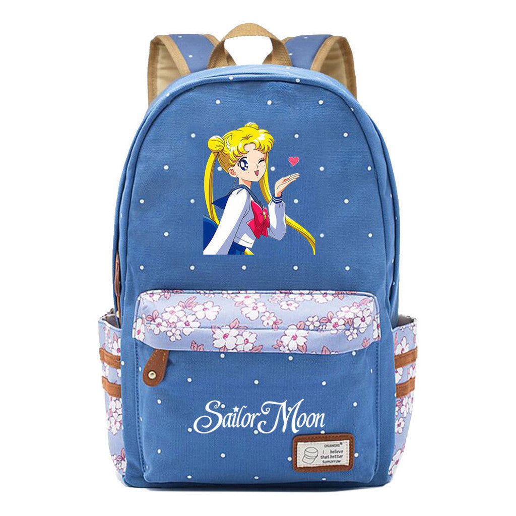 Anime Beauty Girl Warrior Youth School Bag Fragmented Flower Leisure Backpack