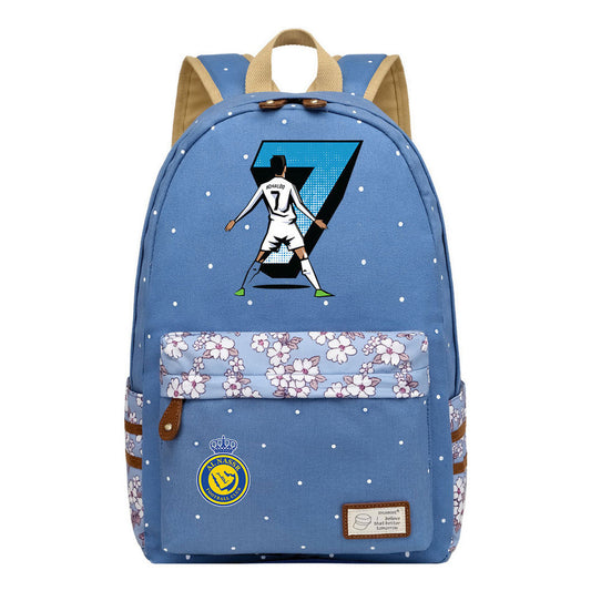 Football Star Cristiano Ronaldo Printed Youth Student Backpack With Floral Floral Design For Men And Women's Leisure Backpack