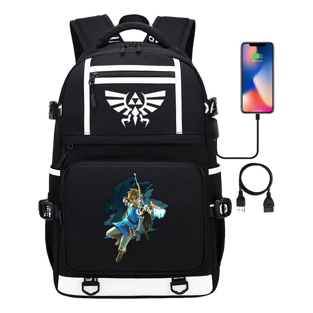 Legend Of Zelda Printed Usb Youth Student Backpack Men's And Women's Backpack Leisure Travel Bag