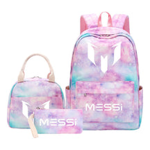 Sports Football Star Student Girl Backpack Lunch Bag Three Piece Set Backpack Set