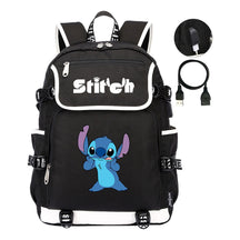 Anime Star Baby Stitch Printed Usb Youth Student Backpack For Men And Women's Leisure Travel Backpack