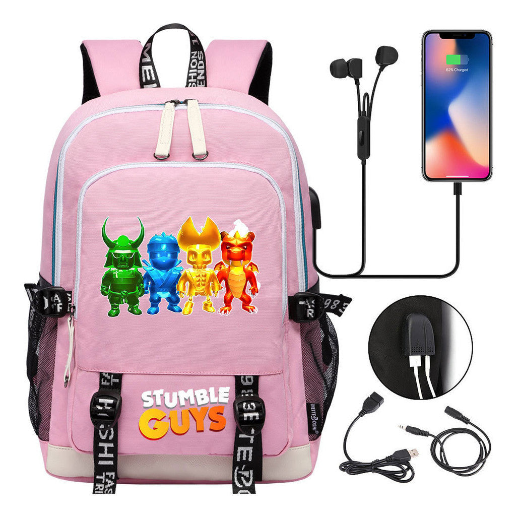 Printed Youth Student Backpack Usb Casual Backpack