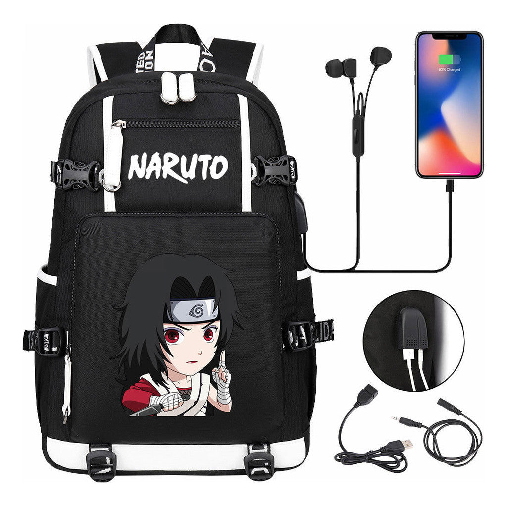 Naruto Usb Large Capacity Youth Student Backpack For Men And Women's Leisure Travel Backpack