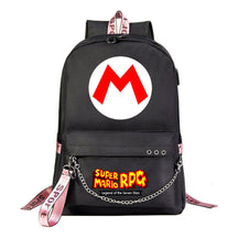 Super Mario Printed Usb Youth Student Backpack For Leisure Travel Backpack