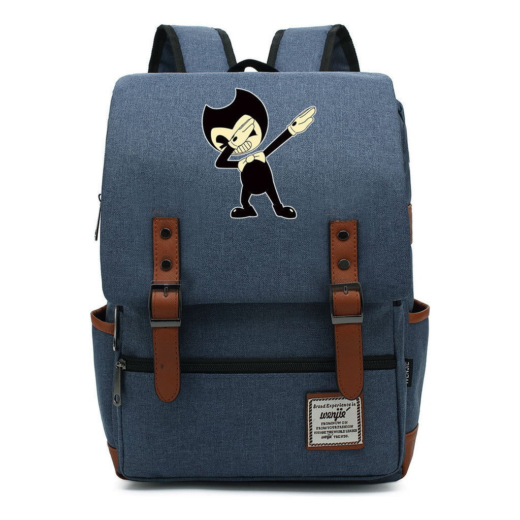 Printed Teenage Student Backpack For Men And Women With Casual Belt Buckle Classic Backpack
