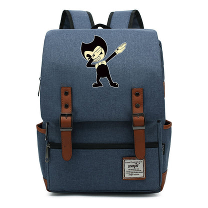 Printed Teenage Student Backpack For Men And Women With Casual Belt Buckle Classic Backpack