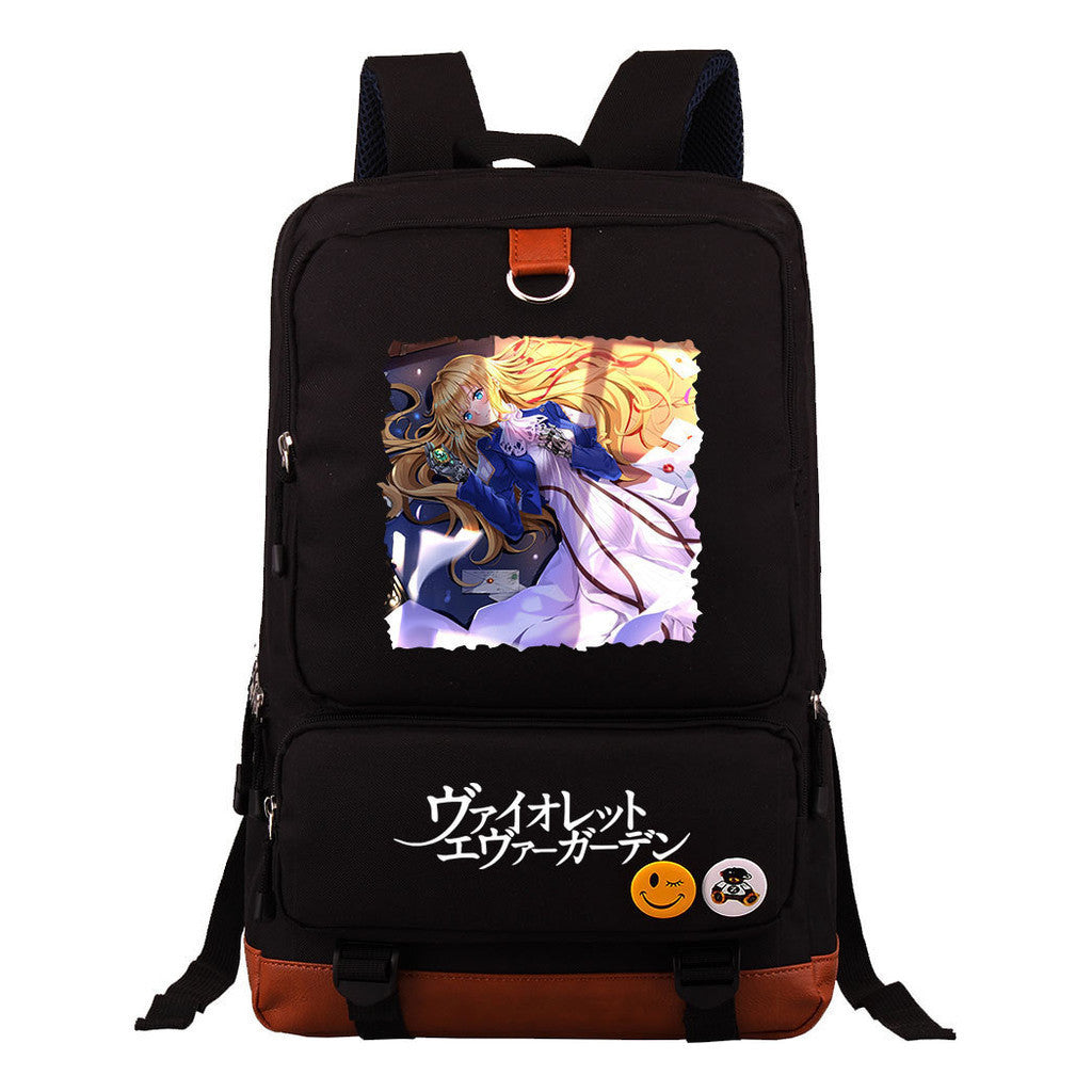 Violet Eternal Garden Printed Student School Bag Large Capacity Travel Bag Men's And Women's Backpack