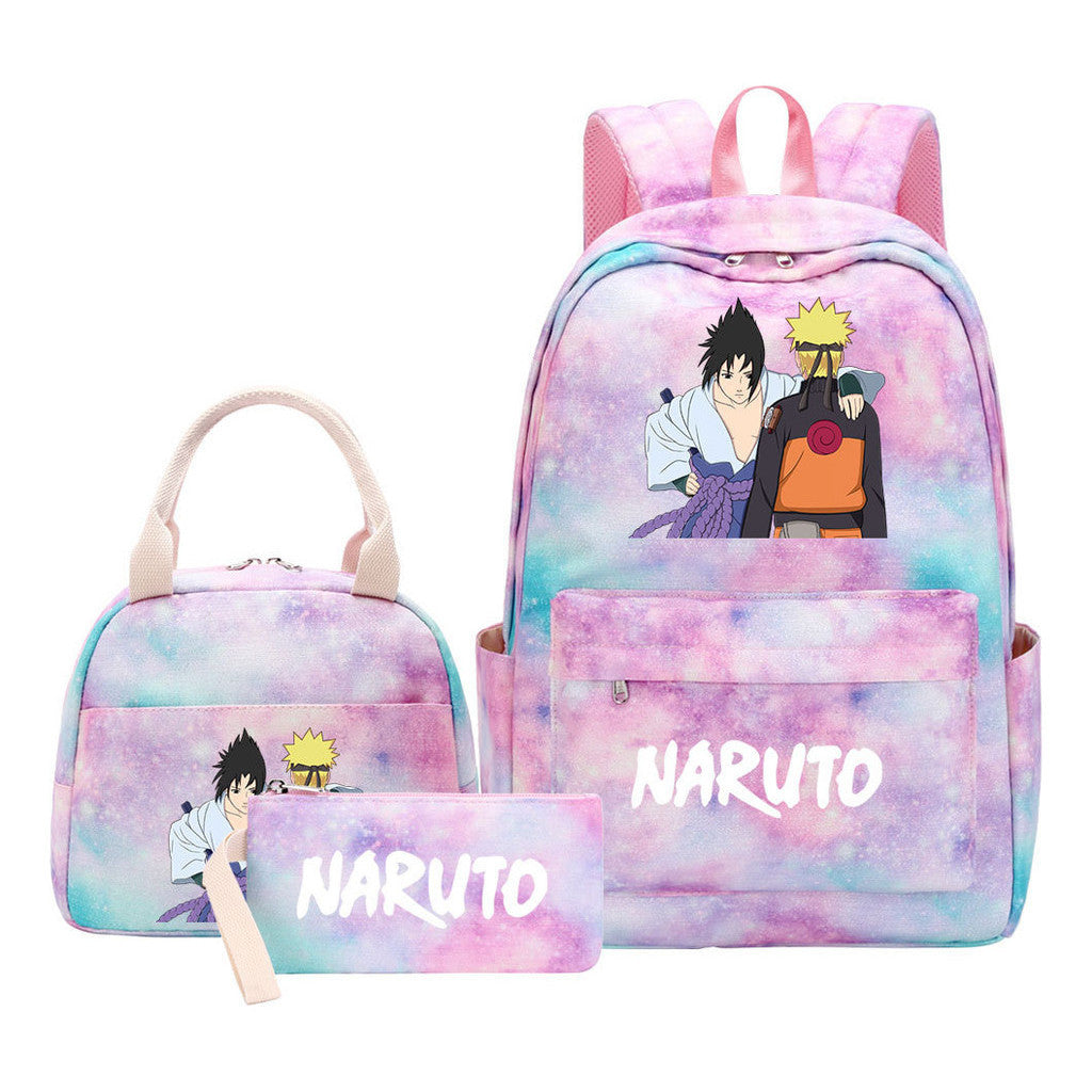 Naruto Student Girl Backpack Lunch Bag Three Piece Set Backpack Set