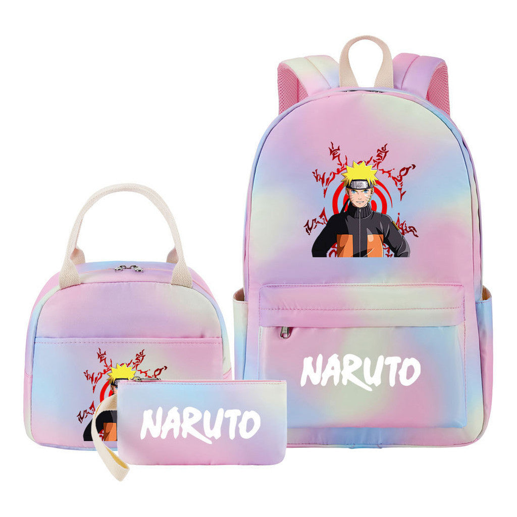 Naruto Student Girl Backpack Lunch Bag Three Piece Set Backpack Set