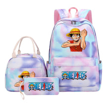 Cartoon Pirate King  Student Girl Backpack Lunch Bag Three Piece Set Backpack