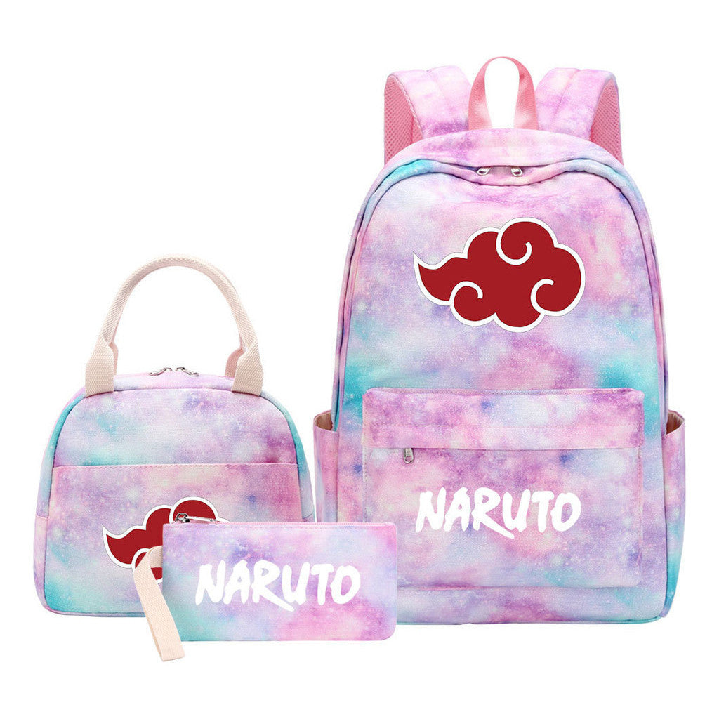 Naruto Student Girl Backpack Lunch Bag Three Piece Set Backpack