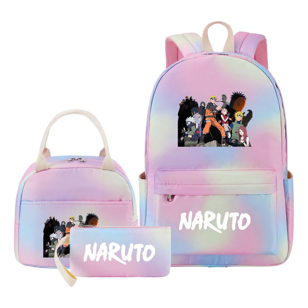 Naruto Teenage Student Girls School Bag Lunch Bag Three Piece Set Backpack Set