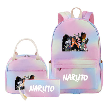 Naruto Teenage Student Girls School Bag Lunch Bag Three Piece Set Backpack Set