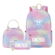 Cartoon Pirate King Youth Student Girls School Bag Lunch Bag Three Piece Set Backpack Set