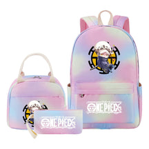 Cartoon Pirate King Youth Student Girls School Bag Lunch Bag Three Piece Set Backpack Set