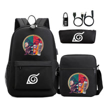 Naruto Usb Password Lock Youth Student Backpack Three Piece Set For Men And Women Backpack Set