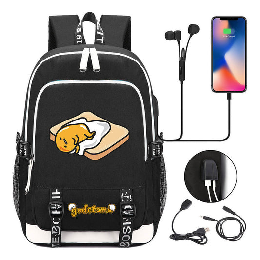 Comic Egg Yolk Lazy Egg Teenage Student Backpack Usb Boys And Girls Casual Backpack