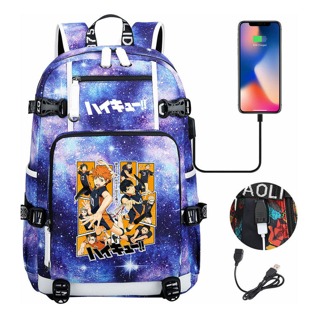 Volleyball Youth Usb Large Capacity Youth Student School Bag Men's And Women's Leisure Travel Backpack