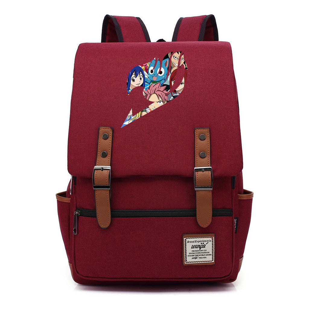 Printed Youth Student School Bag Casual Belt Buckle Classic Backpack