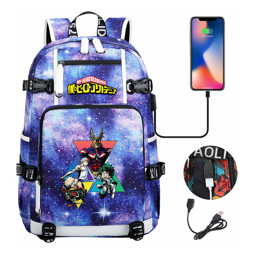 My Heroes Academy Usb Youth Student Backpack For Men And Women's Travel Backpacks