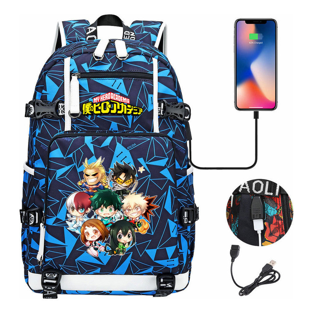My Heroes Academy Usb Youth Student Backpack For Men And Women's Travel Backpacks
