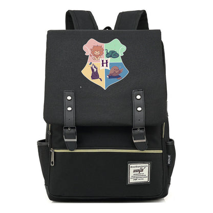 School Of Magic Printed Schoolbags For Young Students, Casual Belt Buckles And Classic Backpacks