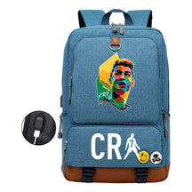 Football Star Cristiano Ronaldo Printed Usb Youth Primary And Secondary School Backpack For Boys And Girls Leisure Travel Backpack