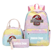 Jurassic Park Dinosaur Youth Student Girls School Bag Lunch Bag Three Piece Set Backpack Set