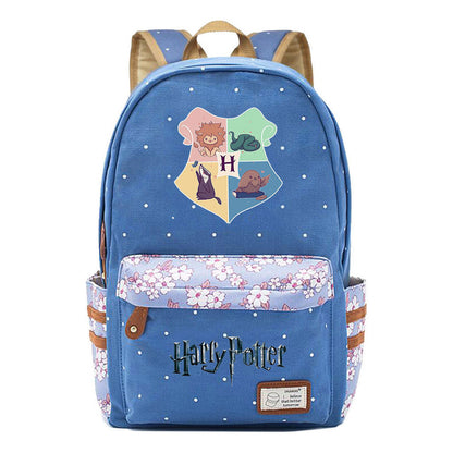 School Of Witchcraft And Wizardry Student Backpack With Floral Canvas Backpack