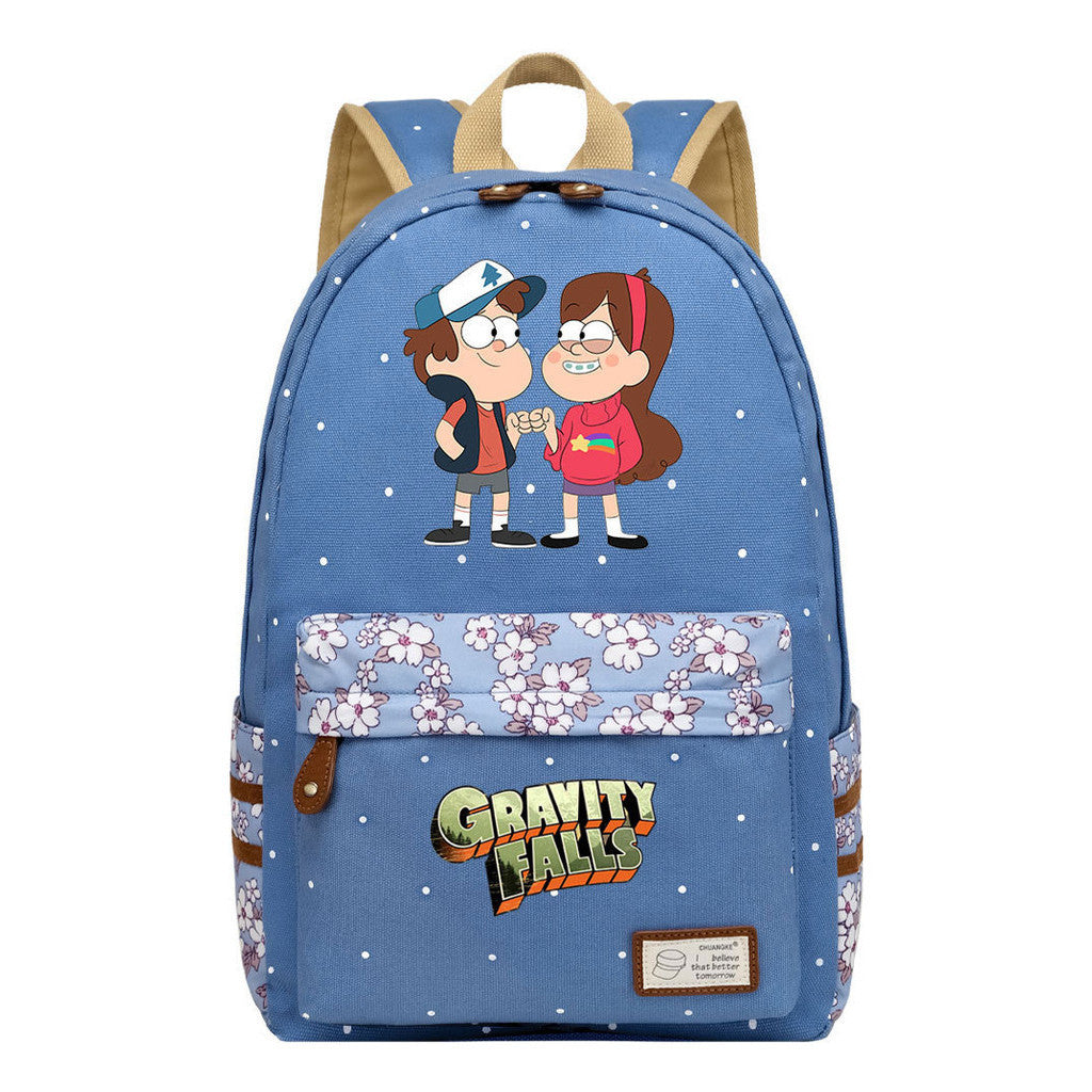 Cartoon, Anime, Bizarre Town, Teenage Student Backpacks, Floral Men's And Women's Backpacks
