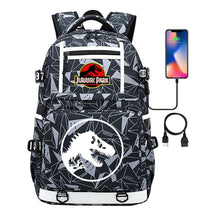 Jurassic Park Dinosaur Usb Youth School Bag Men's And Women's Backpack Leisure Travel Backpack