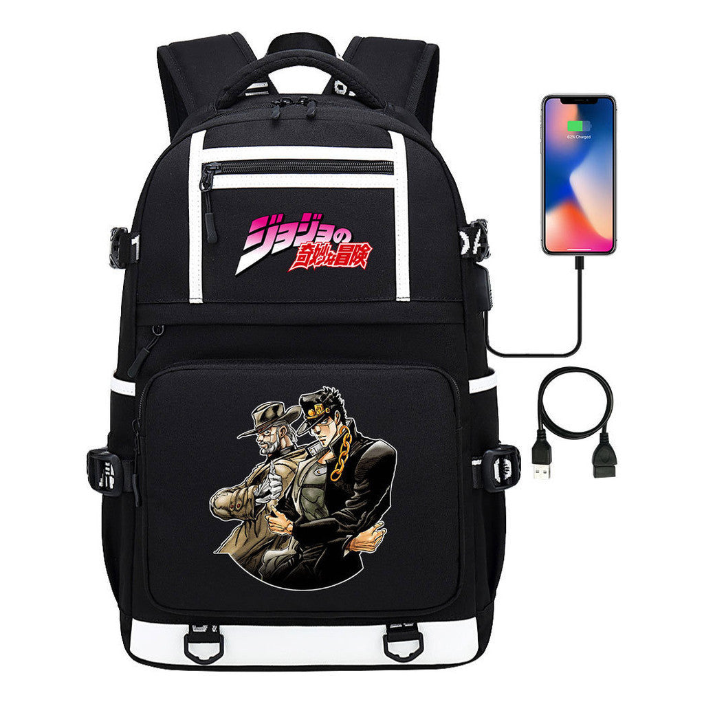Comic Joe's Wonderful Adventure Print Usb Youth Student Backpack For Men And Women's Leisure Travel Backpack