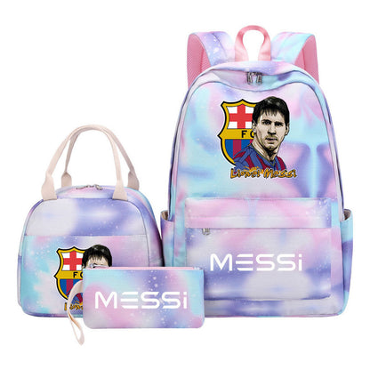 Sports Football Stars, Teenagers, Students, Girls, Backpacks, Lunch Bags, 3-piece Backpack Set
