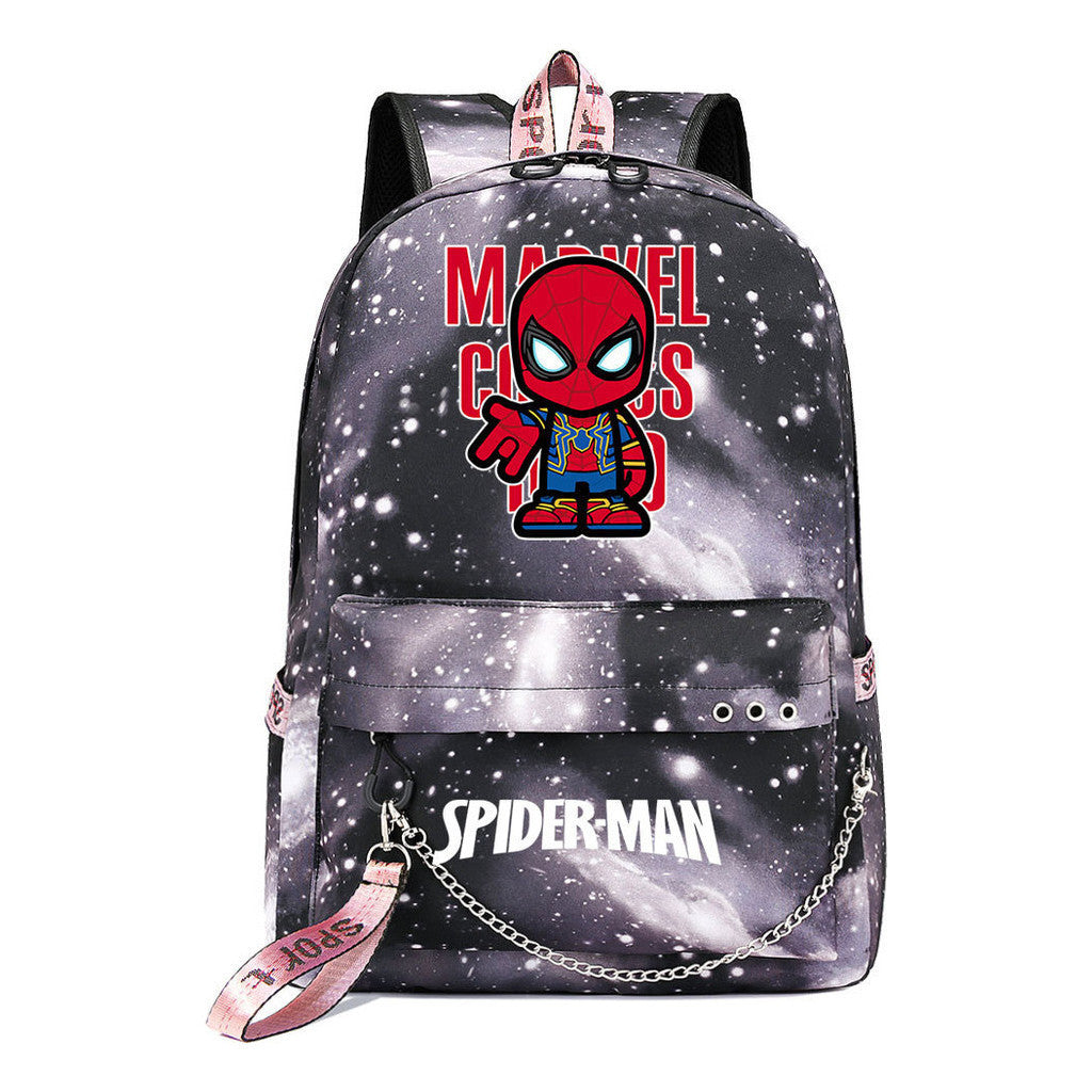 Superhero Printed Teenage Student Backpack For Boys And Girls, Casual Woven Strap Backpack