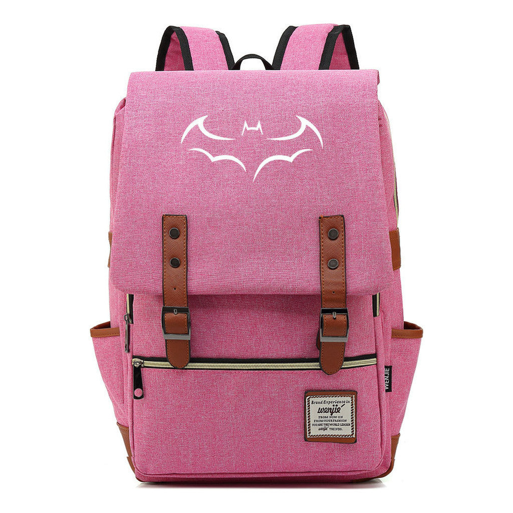 Superhero Batman Print Youth Student Backpack Casual Belt Buckle Classic Backpack