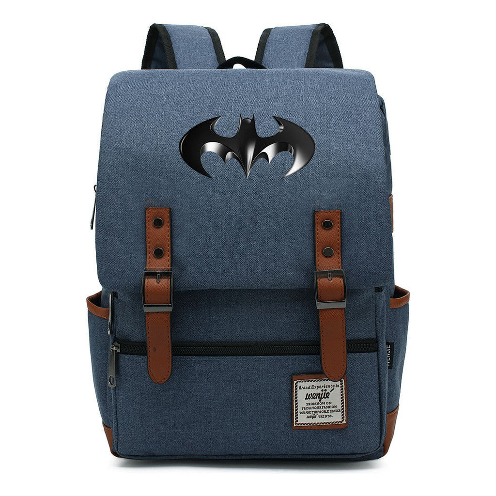 Superhero Batman Print Student Backpack Casual Belt Buckle Classic Backpack