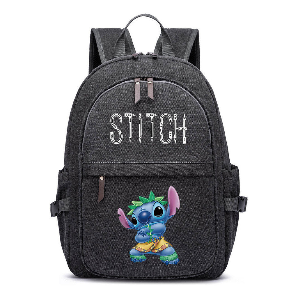 Anime Star Baby Stitch Printed Youth Student Backpack For Men And Women With Casual Woven Straps Backpack