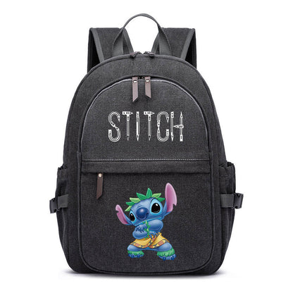 Anime Star Baby Stitch Printed Youth Student Backpack For Men And Women With Casual Woven Straps Backpack
